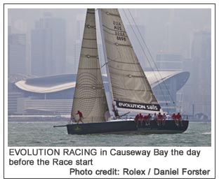 EVOLUTION RACING in Causeway Bay the day before the Race start, Photo credit: Rolex / Daniel Forster