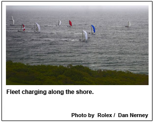 Fleet charging along the shore.