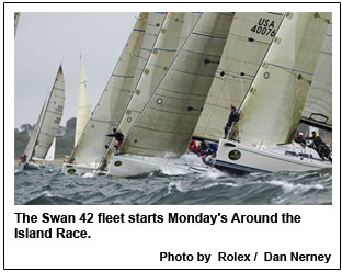 The Swan 42 fleet starts Monday's Around the Island Race.