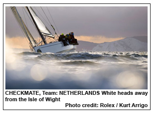CHECKMATE, Team: NETHERLANDS White heads away from the Isle of Wight, Photo credit: Rolex / Kurt Arrigo