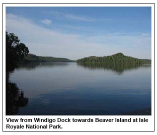 View from Windigo Dock towards Beaver Island at Isle Royale National Park.