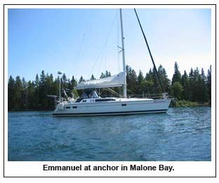 Emmanuel at anchor in Malone Bay.