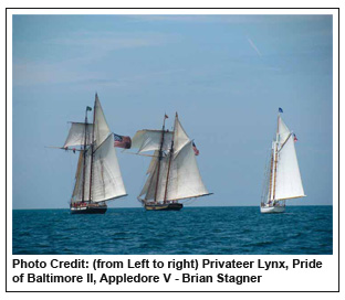 Photo Credit: (from Left to right) Privateer Lynx, Pride of Baltimore II, Appledore V - Brian Stagner