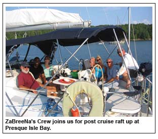 ZaBreeNa's Crew joins us for post cruise raft up at Presque Isle Bay.