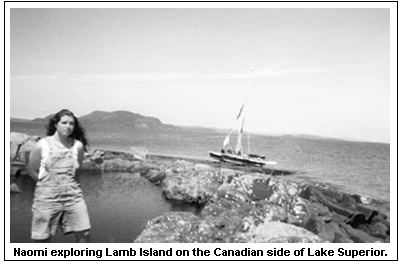 Naomi exploring Lamb Island on the Canadian side of Lake Superior.