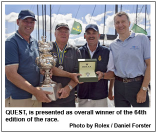 QUEST, is presented as overall winner of the 64th edition of the race.
