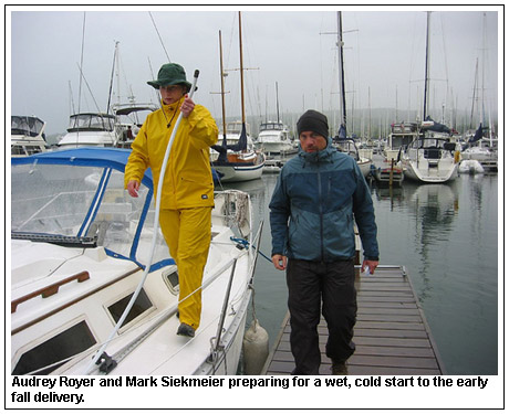 Audrey Royer and Mark Siekmeier preparing for a wet, cold start to the early fall delivery.