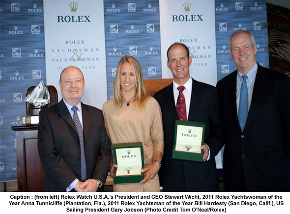 Bill Hardesty and Anna Tunnicliffe Honored at US Sailing’s Rolex Yachtsman and Yachtswoman of the Year Awards Ceremony