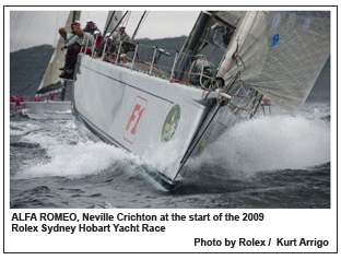 ALFA ROMEO, Neville Crichton at the start of the 2009 Rolex Sydney Hobart Yacht Race , Photo by Rolex / Kurt Arrigo.