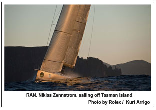 RAN, Niklas Zennstrom, sailing off Tasman Island , Photo by Rolex / Kurt Arrigo.