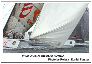 
WILD OATS XI and winner ALFA ROMEO SOLAS Big Boat Challenge 2009 Photo by Rolex / Daniel Forster.
