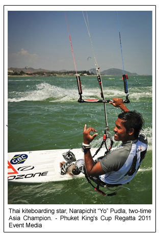 Thai kiteboarding star, Narapichit “Yo” Pudla, two-time Asia Champion. - Phuket King's Cup Regatta 2011  Event Media