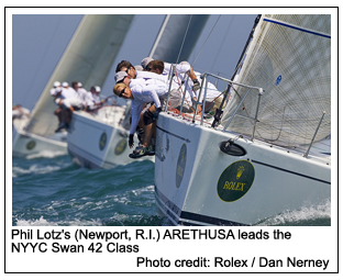 Phil Lotz's (Newport, R.I.) ARETHUSA leads the NYYC Swan 42 Class, Photo credit: Rolex / Dan Nerney