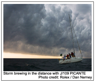 Storm brewing in the distance with J/109 PICANTE, Photo credit: Rolex / Dan Nerney