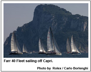 Farr 40 Fleet sailing off Capri.
