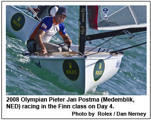 2008 Olympian Pieter Jan Postma (Medemblik, NED) racing in the Finn class on Day 4.