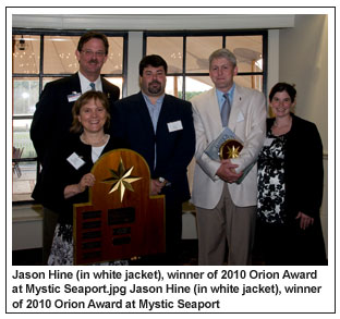 Jason Hine (in white jacket), winner of 2010 Orion Award at Mystic Seaport