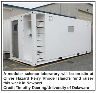 A modular science laboratory will be on-site at Oliver Hazard Perry Rhode Island’s fund raiser this week in Newport. Credit Timothy Deering/University of Delaware