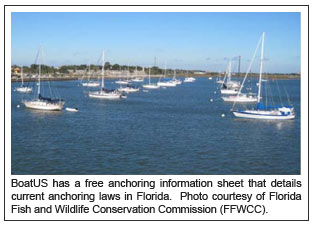 BoatUS has a free anchoring information sheet that details current anchoring laws in Florida.  Photo courtesy of Florida Fish and Wildlife Conservation Commission (FFWCC)