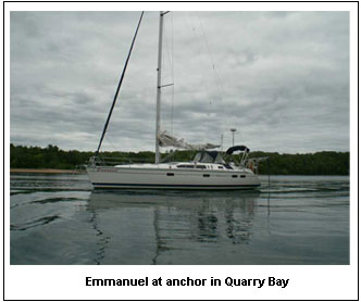 Emmanuel at anchor in Quarry Bay