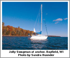 Jolly Swagman at anchor. Bayfield, WI  Photo by Sandra Huonder