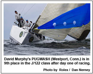 David Murphy's PUGWASH (Westport, Conn.) is in 9th place in the J/122 class after day one of racing.