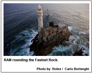RAN rounding the Fastnet Rock.