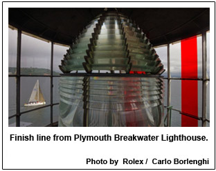 Finish line from Plymouth Breakwater Lighthouse.