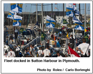 Fleet docked in Sutton Harbour in Plymouth.