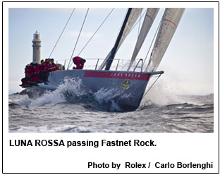 LUNA ROSSA passing Fastnet Rock.