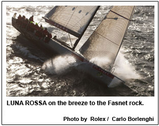 LUNA ROSSA on the breeze to the Fasnet rock.