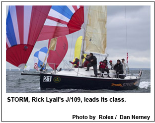 STORM, Rick Lyall's J/109, leads its class.