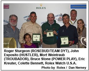 Roger Sturgeon (ROSEBUD/TEAM DYT), John Esposito (HUSTLER), Mort Weintraub (TROUBADOR), Bruce Stone (POWER PLAY), Eric Kreuter, Colette Bennett, Rolex Watch U.S.A.