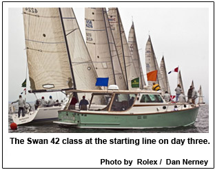The Swan 42 class at the starting line on day three.
