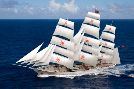 Clipper Orchid sailing rendering, designed by Dykstra Naval Architects