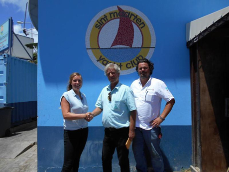 Regatta Assistant Michelle van der Werff with Sea Rescue members Frans van Nieuwenhoven and Serge Bakker.