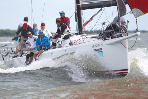 Robin Team and his skilled crew on board his J/122 Teamwork out of Lexington, NC, are back to defend their overall championship at Sperry Charleston Race Week. Charleston Race Week/Tim Wilkes photo