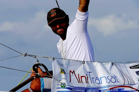 Benoit Marie wins the Mini Transat. Credit Jacques Vapillon / Mini Transat 2013