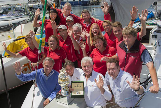 Hickman and his crew toast a historic Rolex Sydney Hobart success having received the Tattersall’s Cup and Rolex timepiece