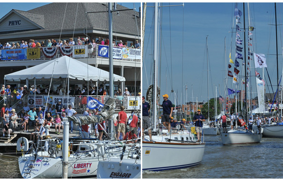 Crowds of boats and people along the shores of Port Huron before the start of the 2014 Bell’s Beer Bayview Mackinac Race. (Photo credit Bayview Yacht Club/Martin Chumiecki)
