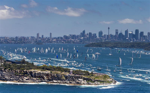 Impressive sight of Sydney Harbour at the start of the 70th Rolex Sydney Hobart