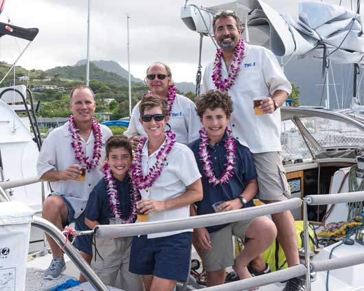 The crew of the J/42 Tiki J, provisional winners of the the Weems and Plath Division B. Photo by Karl Robrock.