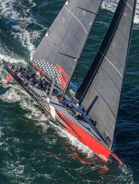 Built for speed. COMANCHE set an average of more than 17knots, and hit speeds in excess of 32knots during the 630 mile crossing between Newport and Bermuda .Photo: Daniel Forster/PPL