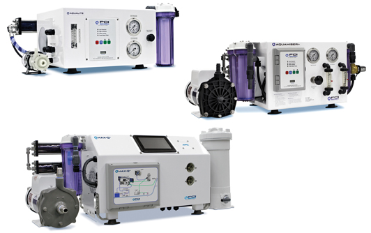 (from the top) FCI Watermakers' Aqualite, Aquamiser+ and Max-Q+