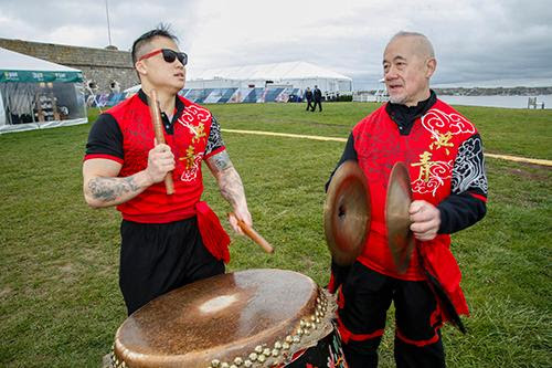 Musicians from the Hong Kong Pavilion entertain the crowds