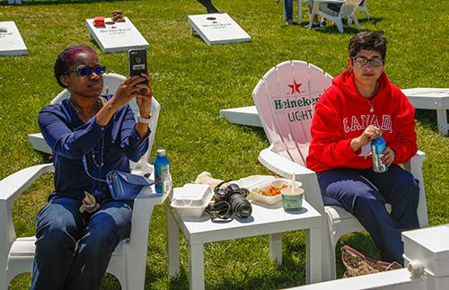 The outdoor Heineken Light bar has a great view and cold beer
