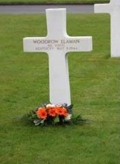 The grave of Woodrow Elaman, USCG, at the Ardennes American Cemetery in Neupre, Belgium