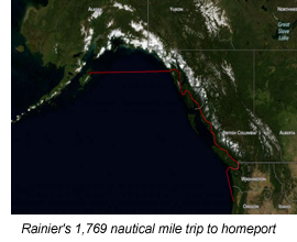 Rainier's 1,769 nautical mile trip to homeport