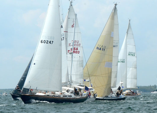 'Swift' the US Naval Academy 44 (NA11) took home a treasure trove of prizes from the 2015 Marion Bermuda Race. They were 1st in Class B, won the Offshore Youth Challenge Trophy, the Bartram Trophy (for Academy, Maritime College boat), Naval Academy Trophy (for top Chesapeake Bay boat). the Kingman Yacht Center Marion Bermuda Team Trophy (for a team of Three Yachts). the other two Navy 44's 'Defiance' and 'Integrity' were 2nd and 3rd in Class B and shared the team trophy. Photos © Talbot Wilson