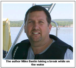 The author Mike Bastin taking a break while on the water